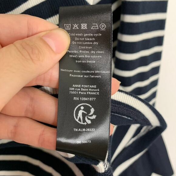 Anne Fontaine Coquillage Striped Bell-Sleeve Ruffle Top - Picture 15 of 16